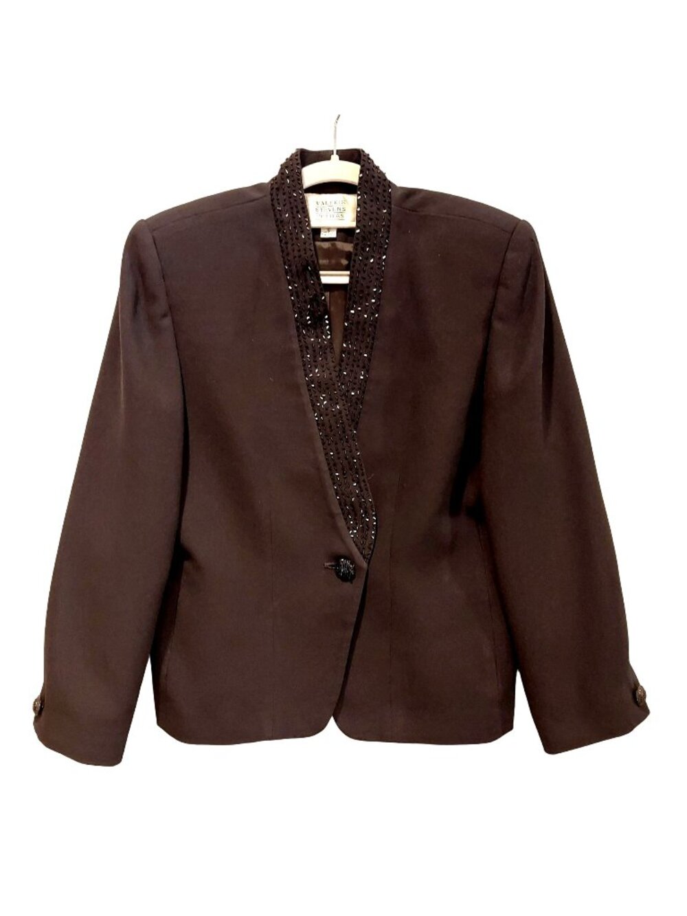 Valerie Stevens petites Womens 10 Black blazer jacket formal evening glitzy club